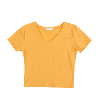 露脐短袖v领短款t恤打底衫上衣