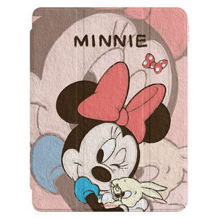 卡通米妮适用ipad11保护套新款air7平板保护壳mini7亚克力ipadpro三折旋转air6/5轻薄第10代防摔13英寸带笔槽