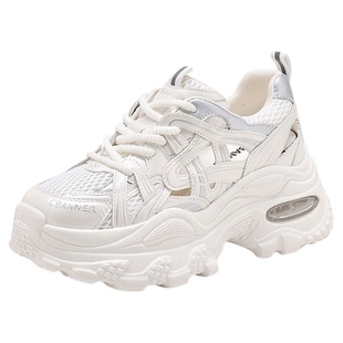 千百度老爹鞋凉鞋女夏季新款百搭厚底增高镂空网面透气休闲运动鞋