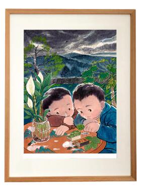 皇小小客厅挂画一二山水墨装饰画