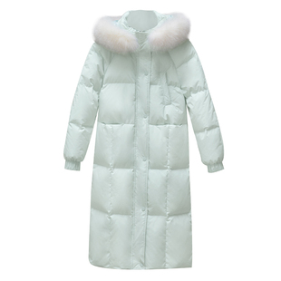 【天青烟雨】时尚显瘦过膝中长款冬季小个子定制版毛领羽绒服女