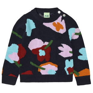 丹麦FUB AW25婴幼儿童纯羊毛针织条纹毛衣上衣长裤秋冬保暖男女