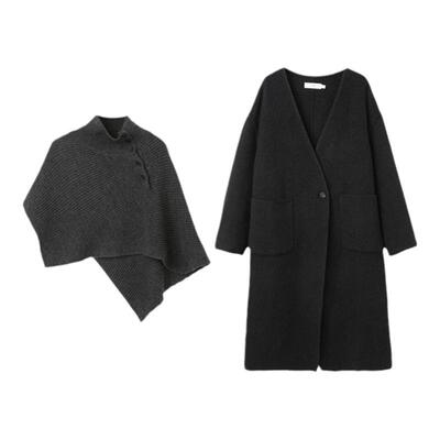 西町村屋气质麻花边双面呢大衣女