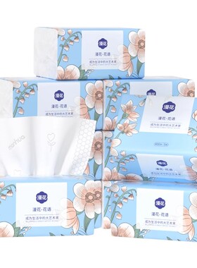 漫花新品花语400张加厚抽纸家庭5层卫生纸实惠装餐巾纸加厚面巾纸