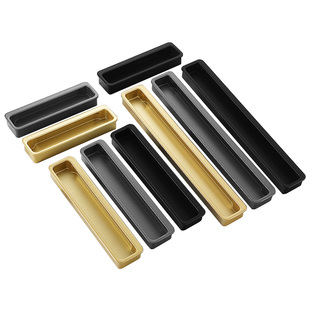 利德仕嵌入式隐形黑色橱柜抽屉把手轻奢内嵌式开槽柜门衣柜暗拉手