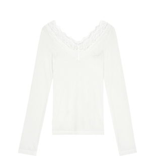 Kleesier韩国代购纯欲蕾丝V领打底上衣女修身内搭长袖T恤背心吊带