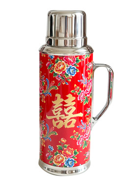 复古发财囍字覆钛保温壶大容量