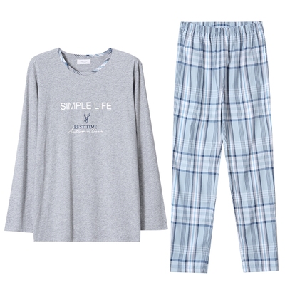 纯棉针织睡衣秋鹿可外穿男生