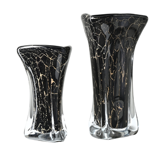 黑色高级感玻璃花瓶现代家居茶几桌面装饰摆件轻奢花瓶高档大果盘