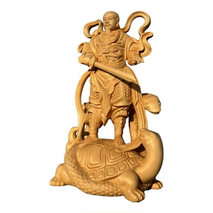 黄杨木雕玄天上帝真武大帝摆件神尊玄武祖师木佛像家居装饰品神像