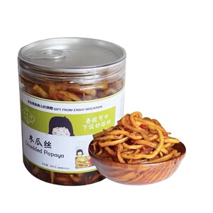 香辣木瓜丝干酱菜 恩施特产农家手工自制木瓜丝条下饭菜瓶装