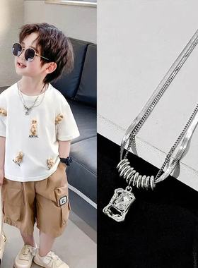 潮酷儿童项链男孩气质穿搭装饰帅气时尚女童嘻哈街舞吊坠挂件链子