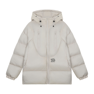 BIPOLAR机能风运动logo解构棉服美式休闲连帽上衣冬季保暖外套男