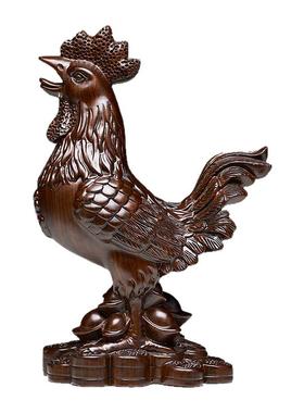 刺史黑檀木雕鸡摆件实木生肖公鸡