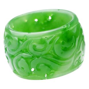 念玉和田玉戒指天然碧玉扳指男女款手雕花万事如意把件无黑点宽边