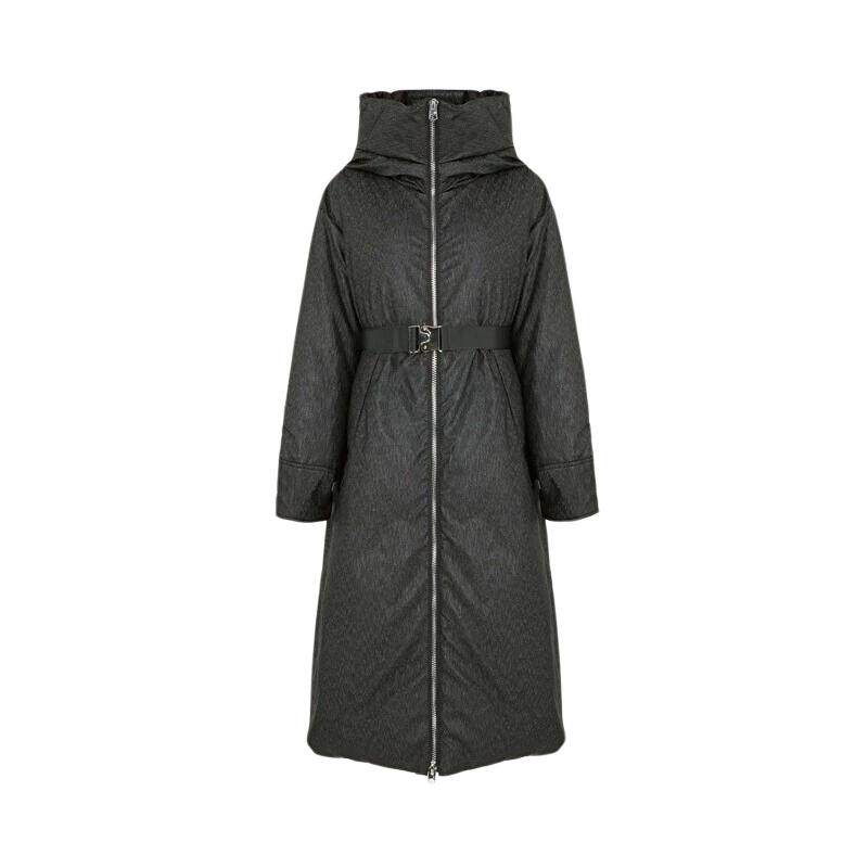 sdeer连帽收腰撞色字母羽绒服