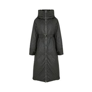 sdeer圣迪奥冬季女装高领连帽收腰撞色字母长款羽绒服S23482404