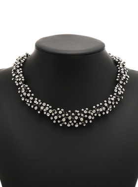 ZA新款闪亮水钻枝蔓立体贴颈链女