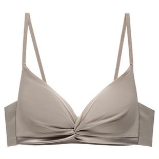 68内衣女秋冬新款法式三角杯蝴蝶结薄杯舒适无钢圈桑蚕丝文胸罩