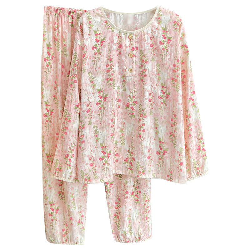 胖妹妹秋长袖长裤家居服睡衣套装