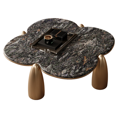 轻奢天然大理石异性茶几不锈钢