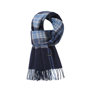 CACUSS纯羊毛围巾男士秋冬加厚保暖围脖格纹商务高档礼盒装送男友