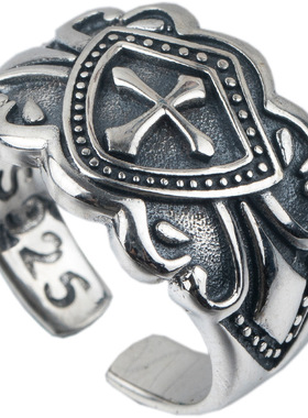 925纯银戒指情侣男女十字架指环