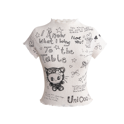 UNIFREEPLUS大码高龄涂鸦短袖T恤
