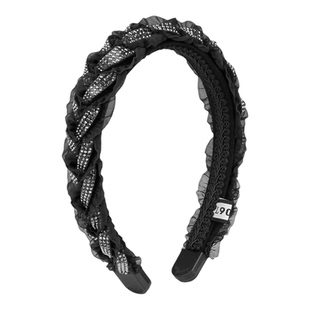 L9000/细闪麻花辫黑纱仿钻发箍女轻奢高级感名媛发窟防滑减龄头饰