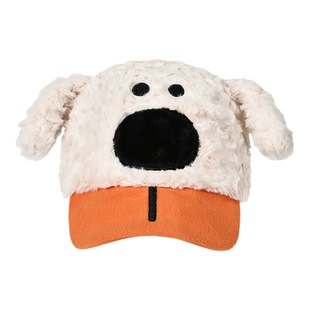 卡通可爱帽子吐舌头小狗鸭舌帽秋冬季保暖搞怪毛绒棒球帽出游拍照