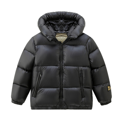 黑金短款加厚男童女童儿童羽绒服