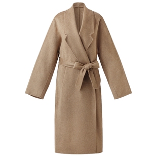 歌莉娅男女同款高端全羊绒大衣冬季新款气质廓形长款毛呢外套