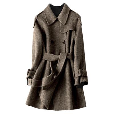 风衣外套女冬中长款小个子加大码