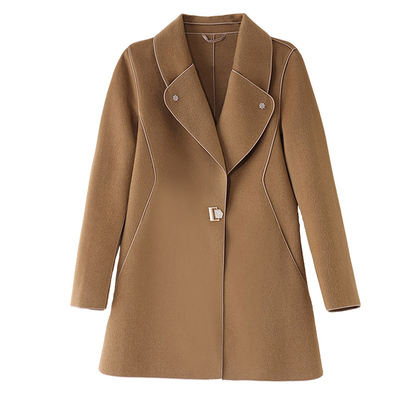 皮尔卡丹双面羊绒女士大衣中长款