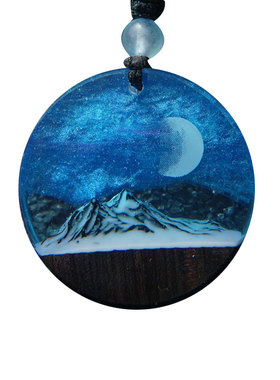 星辰木头项链滴胶手绘森系吊坠