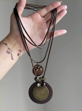 新中式长款配饰项链女款2025新款民族风项链波西米亚项链配裙子