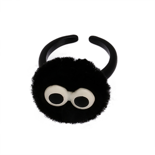 可爱小煤球毛绒戒指女小众设计感夸张搞怪食指戒稀奇古怪配饰指环