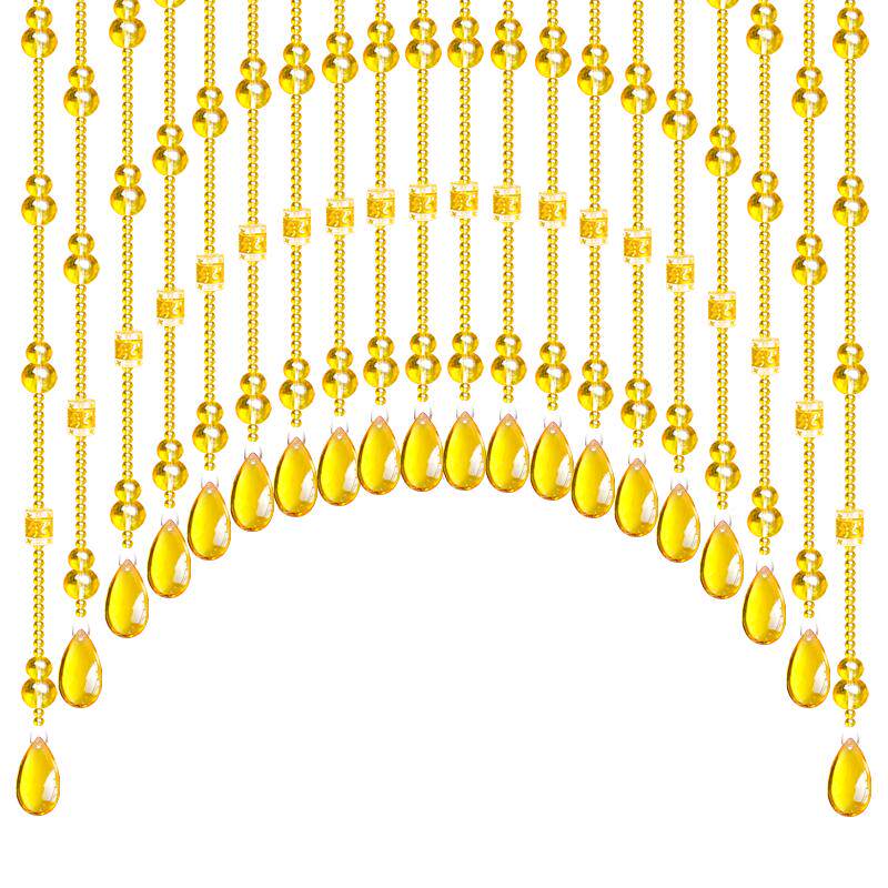 贸登葫芦珠帘金黄色免打孔隔断帘