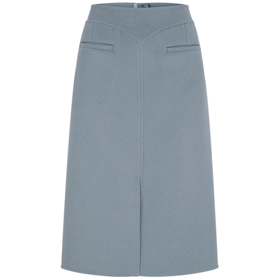 BORAAKSU过膝筒裙雾霾蓝半身裙