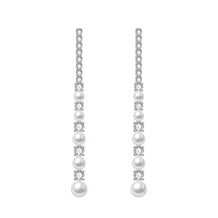 赵露思许妍同款高碳钻流苏珍珠耳环s925银针长款耳坠耳夹许我耀眼