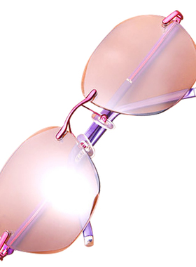 天然水晶石头镜女士镜切边无框