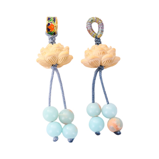 桃木莲花小提溜吊坠珐琅隔珠新中式手链diy配饰手串滴溜挂坠配件