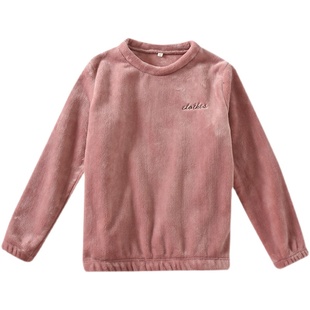 特厚 男女款秋冬季法兰绒家居服套头圆领外穿珊瑚绒睡衣单件上衣