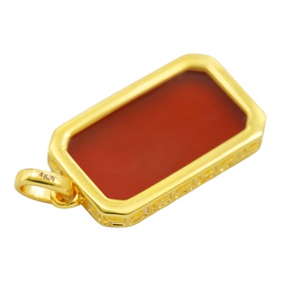 【严选】18k金红玛瑙无事牌吊坠女款时尚百搭DIY配件不脱模WT0560