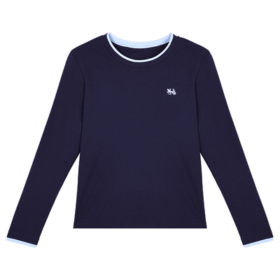 正肩女士长袖t恤洋气减龄上衣衫