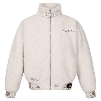 MEDM羊羔毛拼接皮料保暖棉衣