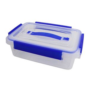 手提塑料长方形保鲜盒密封四边扣冰箱收纳盒带盖食品盒大容量盒子