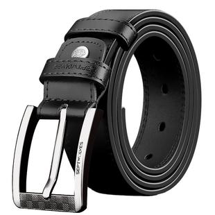 七匹狼真皮腰带 纯牛皮针扣 青年打眼裤带扣洞皮带男士配牛仔裤潮