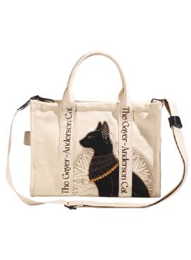 大英博物馆文创安德森猫刺绣帆布包包女斜挎包大容量通勤包托特包
