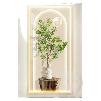 奶油风轻奢led带灯入户玄关装饰画走廊过道挂画简约现代高级感